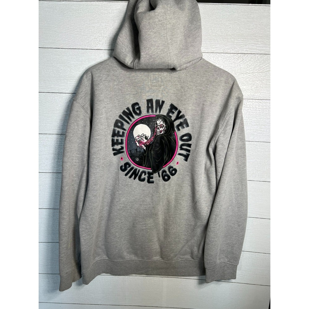Vans Men XL Grey Keeping An Eye Out Eyeball Grim Reaper Hoodie Sweatshirt Skater